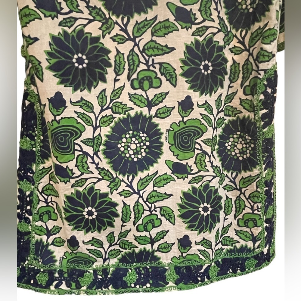 🔥💙💚Gretchen Scott size XS GORGEOUS blouse beautiful embroidery blue/green - Picture 9 of 9